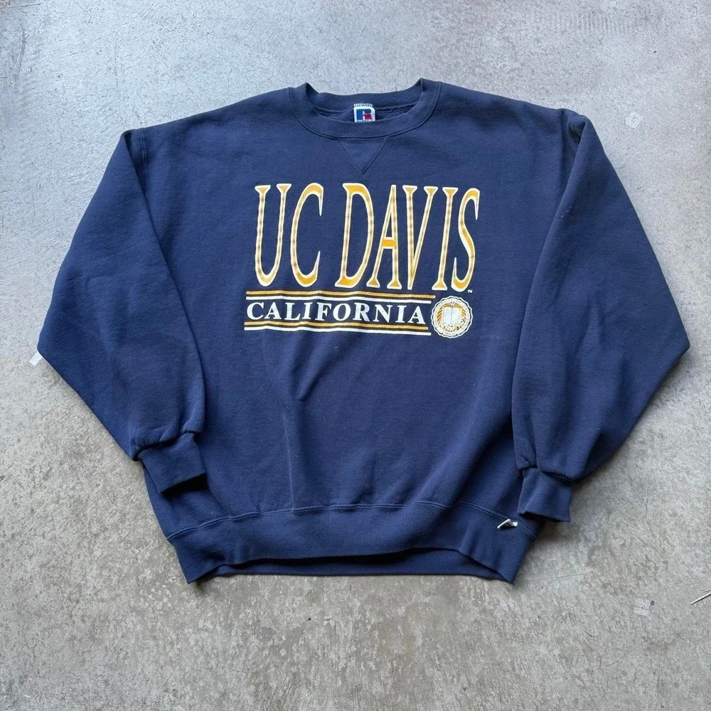 Vintage 90s UC Davis California College Spellout Campus Crewneck Sportswear
